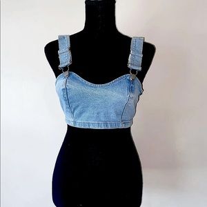 FashionNOVA Denim Corset Top (never worn)